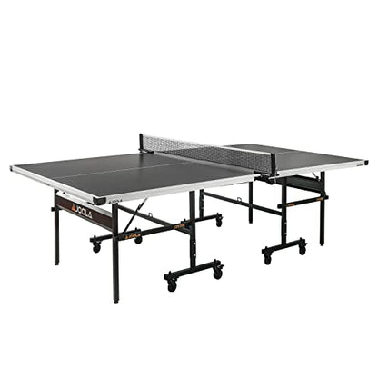 JOOLA Inside Professional MDF Indoor Ping Pong Table with Quick Clamp Table Tennis Net and Post Set - 10 Minute Easy Assembly - Tournament Quality - Foldable with Single Player Playback Mode - color: 15mm Grey