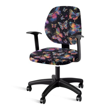 Butterfly Office Chair Cover 2 Piece Waterproof and Elastic Office Chair Seat Cover Protective Stretch Decorative Fabric Cover Polyester Universal Desk Task Chair Covers for Workspace