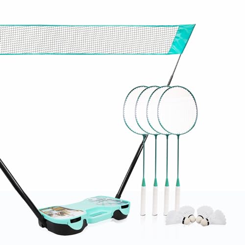 EasyGo Badminton Set with Net, 4 Rackets, 4 Shuttlecocks, Portable Storage Box, for Backyards, Outdoor Games, Yard Games | Badminton Set, Outdoor Games, Yard Games