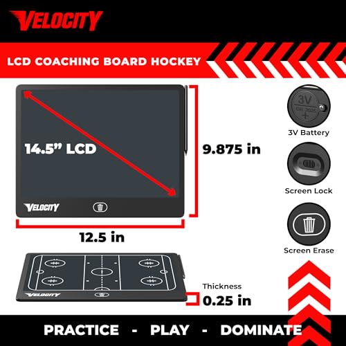 Velocity - Hockey LCD Coaching Board - Black - style: Hockey