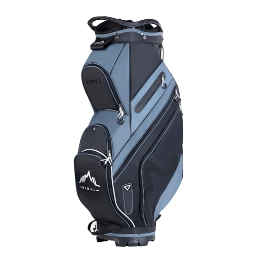 uniHimal 14-Way Golf Cart Bag with Organizer Divider & Rain Cover - color: Black-Foggy Blue