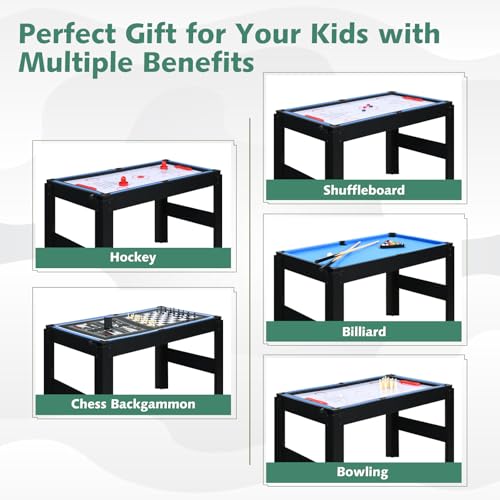 15-in-1 Multi Game Table, 48" Combo Game Table for Kids, Adults, Combination Game Table Set for Home, Game Room w/Foosball, Hockey, Pool Table, Ping Pong, Basketball, Shuffleboard - color: 15 in 1