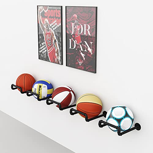 CMMC Industrial Pipe Wall Mounted Sports Equipment Storage Rack, Yoga Mat Storage Rack Gym Soccer Rack Home Nursery Basketball Rack on The Wall Wall-Mounted Finishing Shelves, 1 Pack - color: Black, size: A