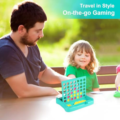 4 in a Row Connect Game, Travel Board Games for Kids Adults, Get 4 in a Row to Win - 9 x 7.4 inches (Green) - color: Green