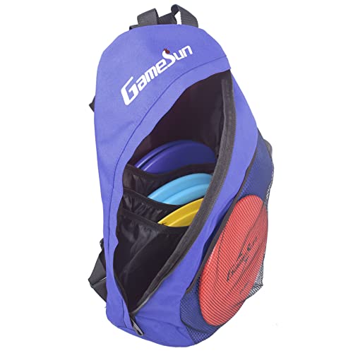 DISC Golf Set Includes 1pc Heavy Duty Nylon Backpack Bag, 2pcs Drivers, 2pcs Mid-Ranges, 2pcs Putters, 1pc Mini Disc Marker, 1pc 12”x12” Embroider Logo Black Towel and 1pc Gift Color Box - color: Blue