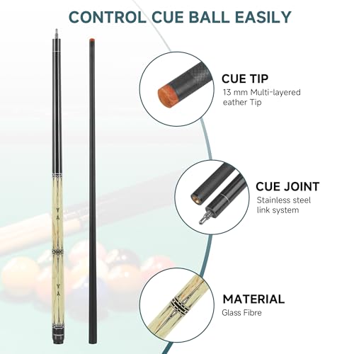 HomeSeason Glass Fibre Pool Cue Stick 58" Billiard Cue Sticks Professional Low Deflection Pool Sticks - color: B