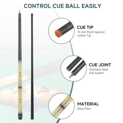 HomeSeason Glass Fibre Pool Cue Stick 58" Billiard Cue Sticks Professional Low Deflection Pool Sticks - color: B