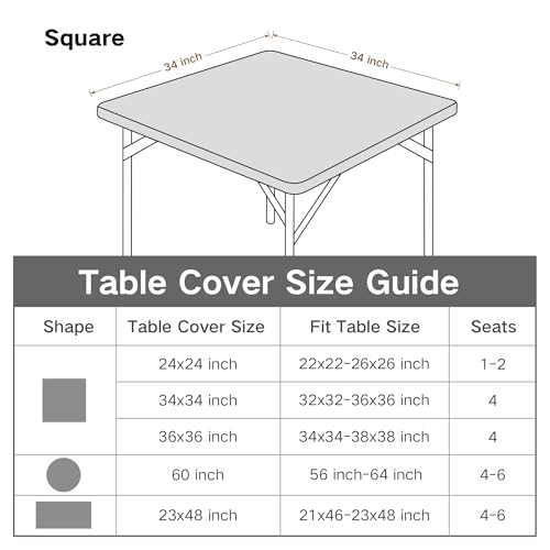 Square Fitted Table Cover Elastic Tablecloth Stretch Spandex Tables Top Cover Table Topper Cap for Dining Kitchen Home Party Black 34X34 Inch - color: Black, size: 34" x 34" (Square)