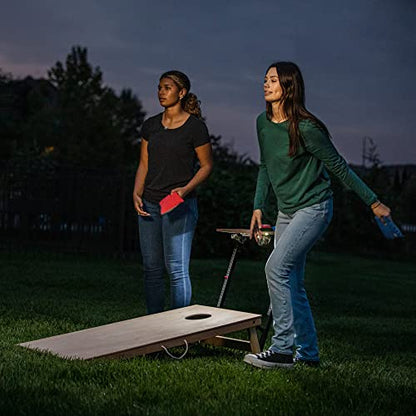 Triumph 2x4 Cornhole Set with Integrated Caddy and LED Lights – Full-Size Cornhole Boards with Cup Holders, Snack Shelf, Score Tracker, and 8 Toss Bags for Backyard, Tailgates, and BBQ Parties