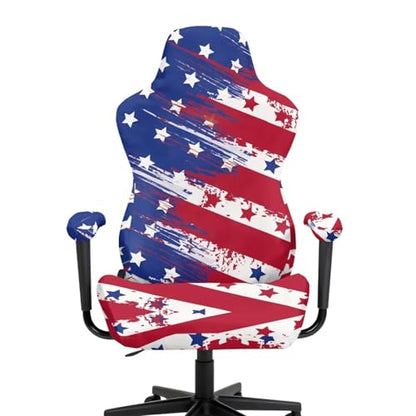 Chair Slipcovers with Armrest Covers & Zipper USA Theme Stars Stripes Motif Four Piece Set Stretchy Computer Chair Cover for Adults Men Boys Durable Comfortable for Long Hours of Use - color: American Flag