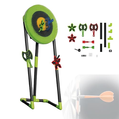 Axe Throwing Game for Backyard, Foldable Throw Target Game Set with 2 Axes, 2 Six-Star Dart, 2 Darts, for Outdoor, Family Parent-Child, Office Stress Relief Green-Round - color: Green, size: Round