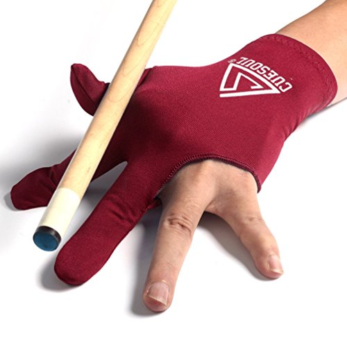 CUESOUL 10pcs/Set 3 Finger Billiards Gloves Pool Cue Gloves - color: Red
