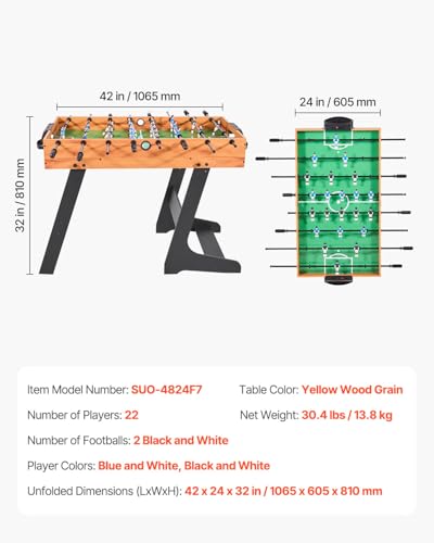 VEVOR Foosball Table, 55 inch / 42 inch Standard Size Foosball Table, Indoor Full Size Football Table for Home, Family, and Game Room, Soccer with Durable Soccer Set - size: 42IN