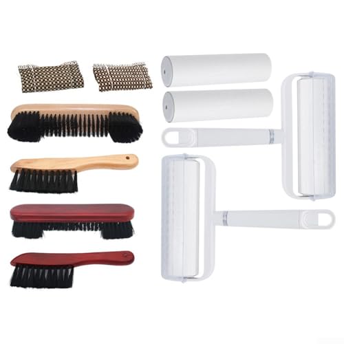 Billiard Pool Table Cleaning Kit with Rail Brush, Cue Shaft Cleaner, Sticky Lint Roller and Spare for Indoor Game Tables Maintenance