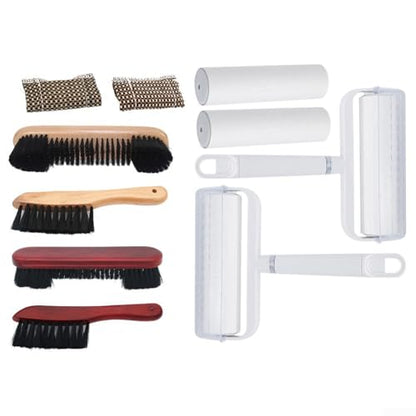 Billiard Pool Table Cleaning Kit with Rail Brush, Cue Shaft Cleaner, Sticky Lint Roller and Spare for Indoor Game Tables Maintenance