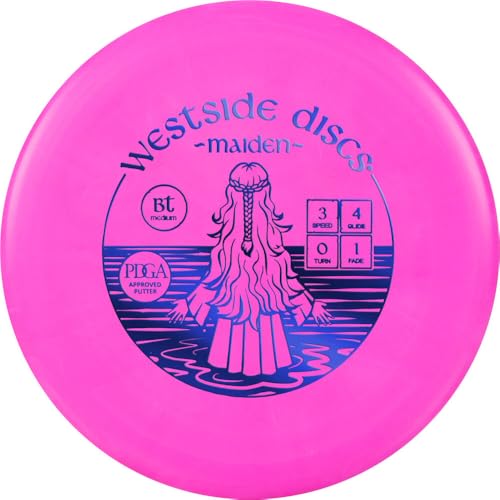 Westside Discs BT Medium Maiden Disc Golf Putter | Neutral Putt & Approach Disc | Grippy BT Medium Plastic | Straight Putting & Controlled Approach Shots | 170-176g - color: Pink