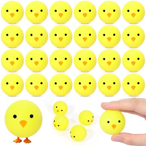 Soulchen 24 Pcs Chick Table Tennis Balls Yellow Chicken Chickie Table Tennis Plastic Funny Stress Props 40 mm for Playing Bounce Game Birthday Party Favors Easter Gift Bag Fillers Carnival Prizes