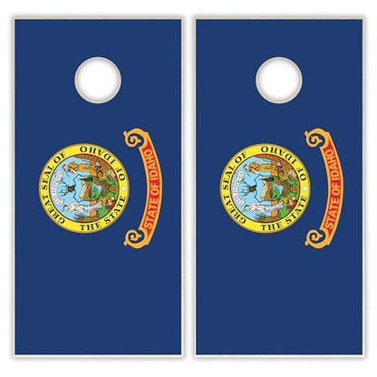 State Flag Solid Wood Regulation Cornhole Set 4 Feet x 2 Feet Includes Set of 8 Bags and Carrying Case with Optional LED Lights and Lamination - style: Idaho