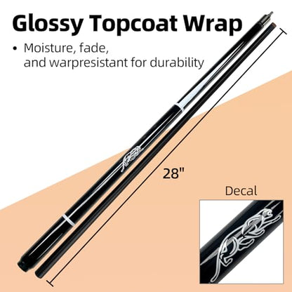 57 Inch Pool Cue Stick - 13mm Fiber Ferrule Tip, Maple Birch Wood Billiard Cue with Chalk & Glove | Explosion-Proof Joint for Home, Bar, Billiard Hall - style: Single leopard pattern carbon rod