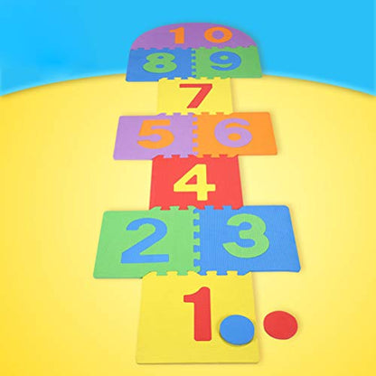 Game Mats for Kids - Children Giant Hopscotch Mat Game Kids Soft EVA Foam Interlocking Tiles Indoor Garden Family Game Toys