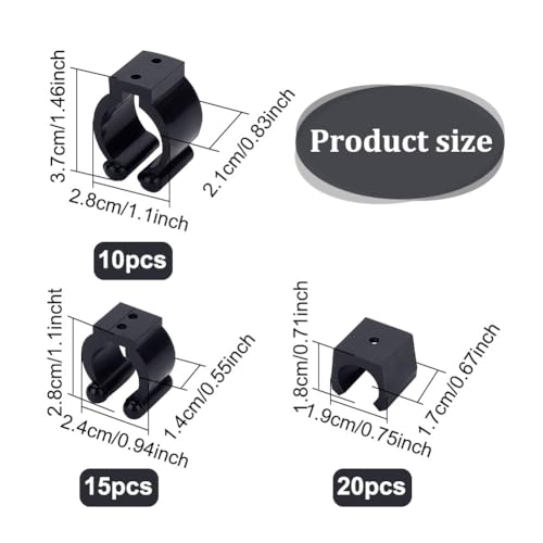 INFUNLY 45 Pieces Pool Cue Holder Clips 3 Sizes Wall Mounted Fishing Rod Clips Billiards Cue Rack Clamps Snooker Cue Locating Clips for Fishing Pole Storage Billiards Cue Snooker Cue