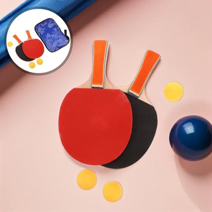 Cabilock Table Tennis Paddle and Ball Set, 2 Rackets with 3 Balls, Portable Indoor and Outdoor Training Gear with Storage Case for Sports Practice