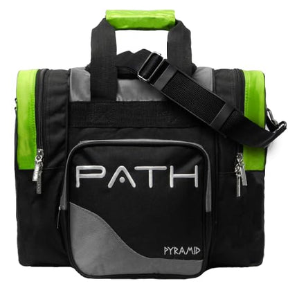 Pyramid Path Pro Deluxe Single Bowling Ball Tote - Holds One Ball, One Pair Shoes Up to Mens 15 - color: Silver/Lime Green