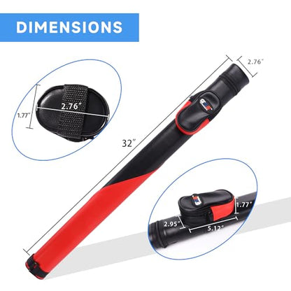 GSE Games & Sports Expert Billiard Cue Cases, 1x1 Deluxe Hard Billiard Pool Cue Stick Carrying Case, Pool Billiards Accessories (Several Colors Available) - color: Deluxe - Black/Red