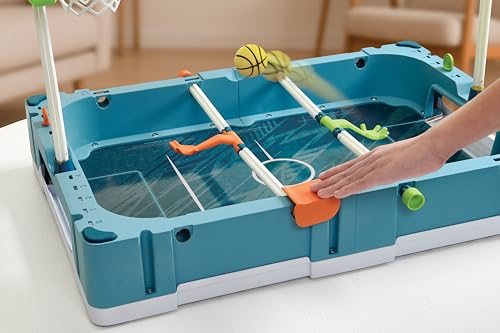 EastPoint 5-in-1 Tabletop Stadium Game Center - Teal, Plastic - Foosball Table Competition - Air Hockey Table for Kids Fun - Pinball Machine & Football Games Variety