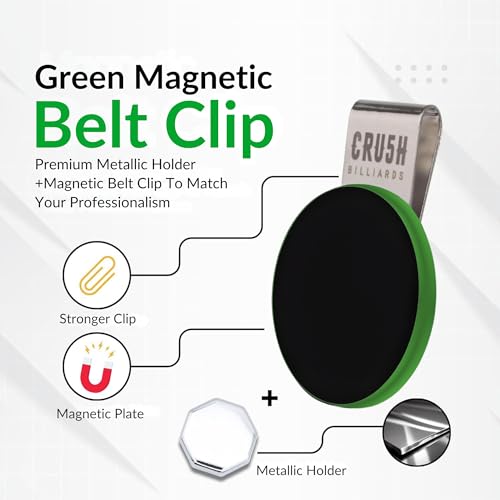 Ultra-Grip Magnetic Chalk Holder Clip - Neodymium Belt Clip for Secure Cue Chalk, Pool Stick Chalk Holder, Ideal for Billiards & Pool Accessories, Cue Stick Magnetic - color: Green