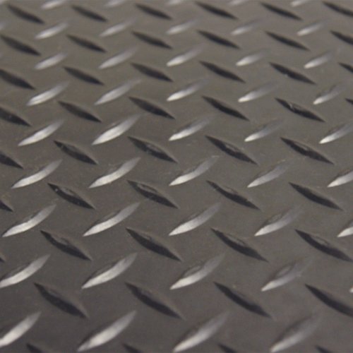 Rubber-Cal Diamond-Plate Rubber Flooring Roll - 3 mm x 4 ft x 1.5 ft Roll - Black - size: 18"L x 48"W x 0.1"Th