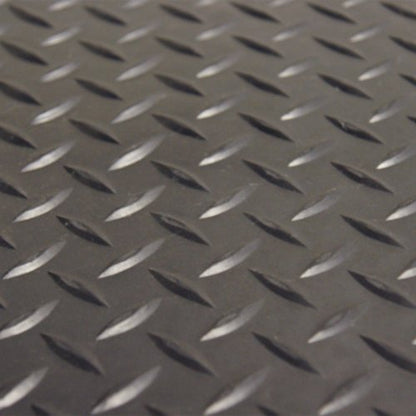 Rubber-Cal Diamond-Plate Rubber Flooring Roll - 3 mm x 4 ft x 1.5 ft Roll - Black - size: 18"L x 48"W x 0.1"Th