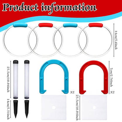 Blueweenly LED Ring Toss Game for Adults and Family, 12 Pcs, Red, Blue, Green LED Horseshoes and Hoop Rings, Outdoor Yard Games