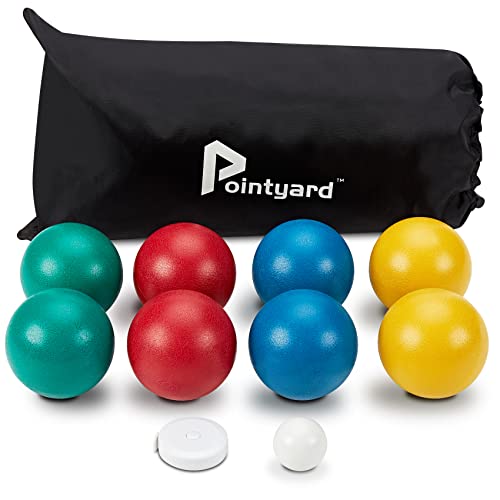 84mm Bocce Ball Set, Outdoor Games for Adults and Family, Backyard Ball Set with 8 PE Bocce Balls & 1 Pallino & Carry Bag & Measuring Tape for Teens Beginners - size: 84mm