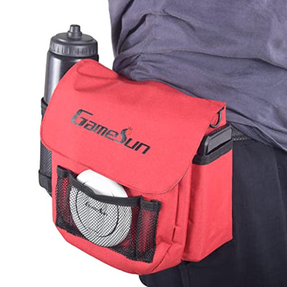 DISC Golf Set-Includes 1pc Heavy Duty Nylon Carry Bag, 2pcs Drivers, 2pcs Mid-Ranges, 2pcs Putters, 1pc Mini Disc Marker, 1pc 12”x12” Embroider Logo Black Towel and 1pc Gift Color Box - color: Red