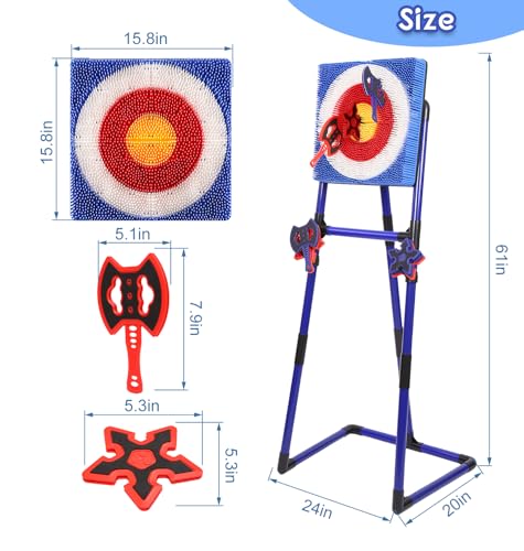 Axe Throwing Game for Backyard, Bristle Target Set with 6 Axes & 6 Darts, Portable Plastic Axe Throwing Game Indoor Outdoor Game for Adults & Kids, Carnival Yard Games