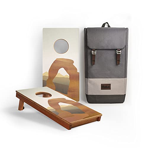Elakai National Parks Series Premium Travel Cornhole Boards with Carry Case Backpack 1x2 - color: Arches 1x2