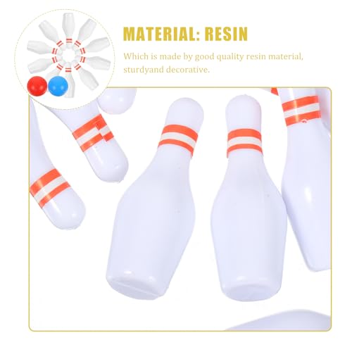 Toyvian Mini Bowling Model Toy Set 20 Mini Pins and 4 Balls Dollhouse Accessories for House Decoration Realistic Scene Display Kids Play Prop