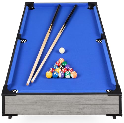 Best Choice Products Tabletop Billiard Table, Pool Game Table for Living Room, Game Room w/ 2 Cue Sticks, Ball Set, Storage Bag - color: Gray
