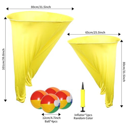 7 Pcs Granny Pants Yard Game Set – Large & Small Pants with 4 Bouncy Balls and 1 Air Pump,Fun Parent-Child Outdoor Game for Family Reunion, Group Parties & Backyard Activities - color: Yellow