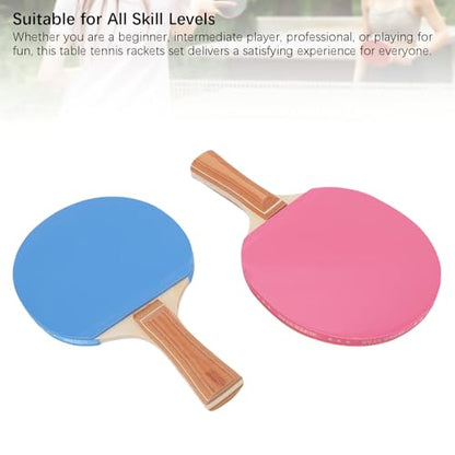 Table Tennis Paddles Set, Wear Proof Rubber 7 Ply Wood Portable Table Tennis Racket Kit with Storage Cases for Indoor Outdoor Game for Kids & Adults 2 Player & 4 Player