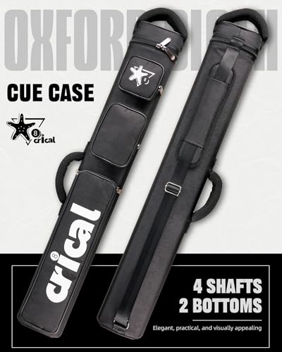 CRICAL Pool Cue Case 2x4 Hard Pool Stick Case Holds 2 Butts and 4 Shafts for Adults Billiard Cue Case with Soft Shoulder Straps - color: Black