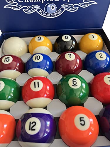 Champion Deluxe 2-1/4" Billiard Pool Ball Set Complete 16 Ball Set (Several Style Available) - color: Champion Classic Standard Set