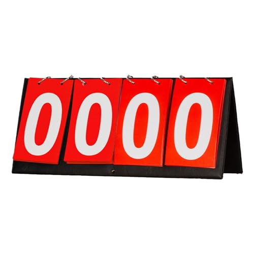 Tabletop Scoreboard Large Numbers 4 Digit Score Flipper Sports Scoreboard Score Keeper for Badminton Sports Competition - color: Red