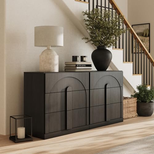 BELLEZE Set of 2 Bookcase with 3 Drawers, Modern Book Shelf with Wide Wooden Handle, 63" Wood Bookshelves for Living Room Office Entryway (Ebony) - color: Bijou Ebony C, size: 2