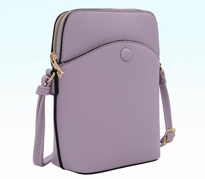 Solene Small Crossbody Bag with Gold Hardware, Mini Shoulder Purse with Adjustable Strap - color: Lavender