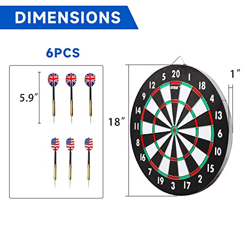 GSE Games & Sports Expert 18" Regulation Size Steel Tip Dartboard Game Set. Excellent Bristle/Sisal, Paper Baseball, Bullseye, Dart Board Game Set (Several Styles Available) - style: 2-in-1 Paper Baseball/Dart Board Set