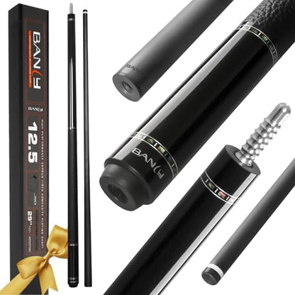Banly Carbon Fiber Pool Cue Stick 12.5mm Time Crystal Tip, Low Deflection Pool Cue Professional Billiard Cue Sticks with Gift Box - color: 1-Ebony Wood