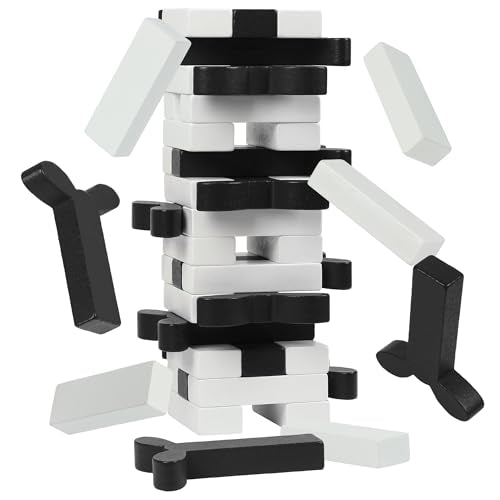 Funwares Wooden Blocks Stacking Game, Tumbling Tower and Balance Game, Family & Party Fun, Game for Kids and Adults, Ages 6+, Stack 'O Lantern, Fancy Wrapped Present-Themed Wood Blocks Stacking Game