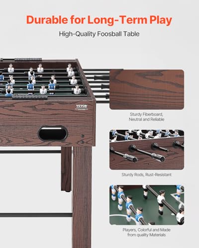 VEVOR Foosball Table, 55 inch / 42 inch Standard Size Foosball Table, Indoor Full Size Football Table for Home, Family, and Game Room, Soccer with Durable Soccer Set - size: 55IN